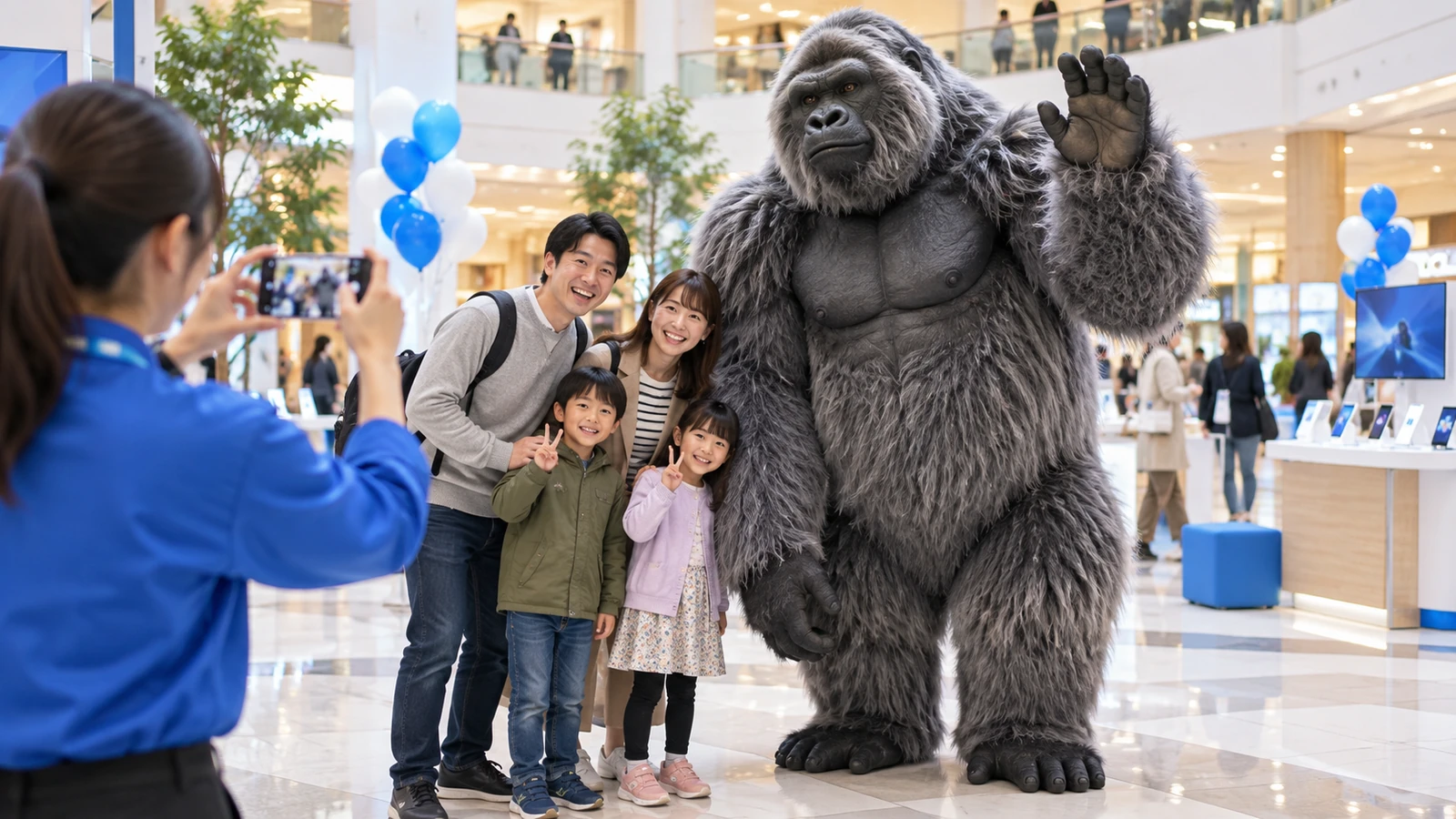 着ぐるみと家族の交流のイメージ